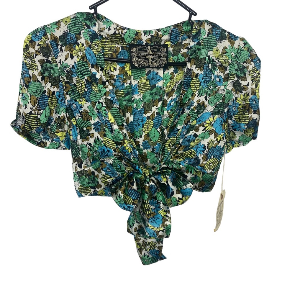 James Coviello cropped satin floral top